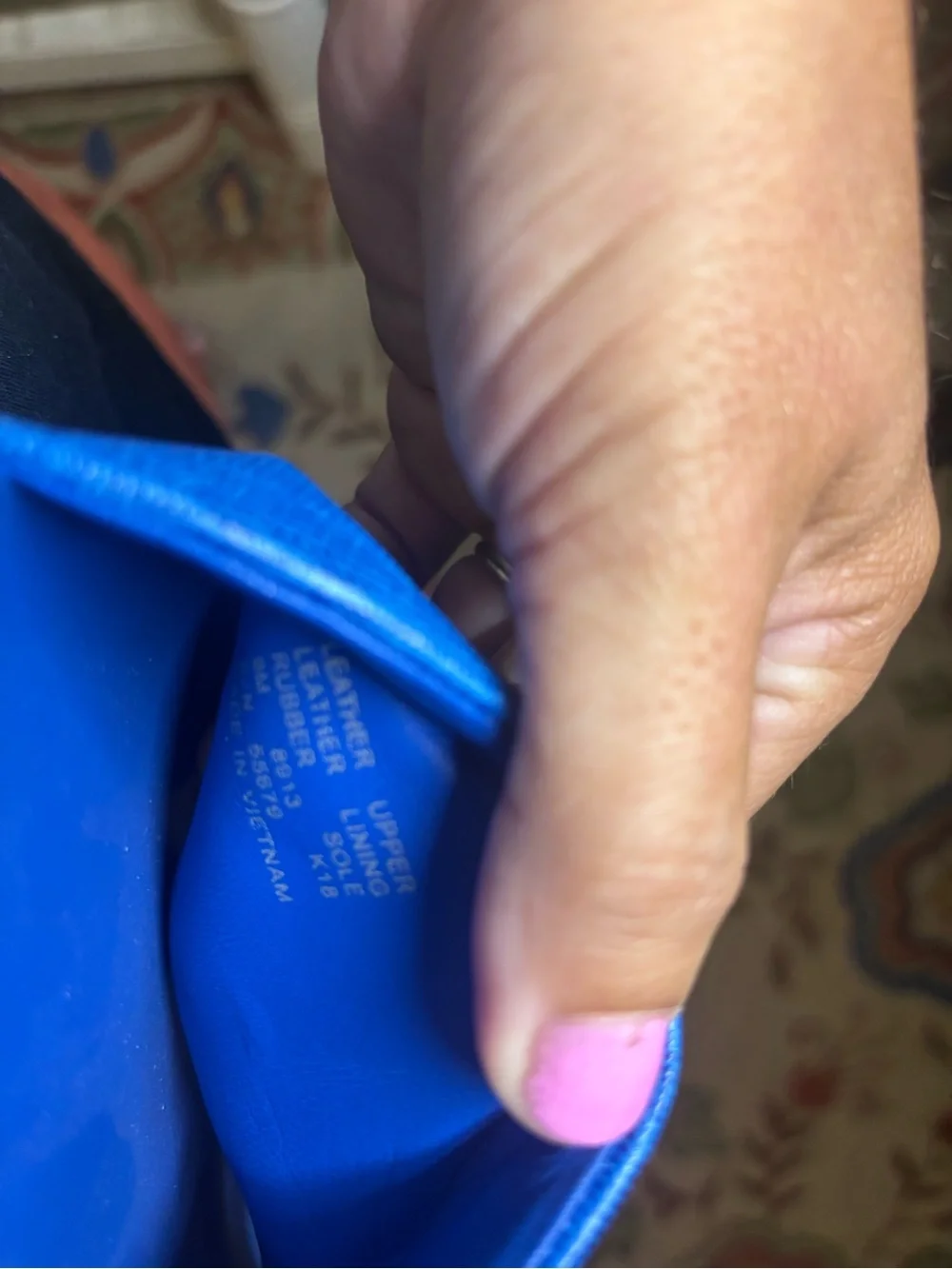 Tory Burch Blue Slide Sandals with Green Logo Medallions